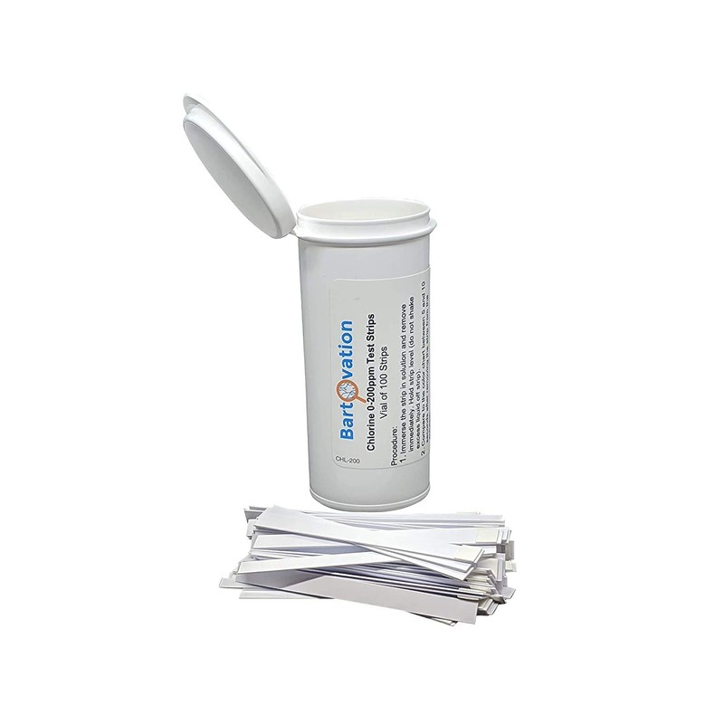 Bartovation Restaurant Chlorine Sanitizer Plastic Test Strips, 0-200 ppm [Moisture