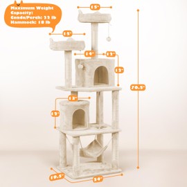 Topeakmart 70.5 Inches Multi Level Cat Tree, Cat Tower Kitten Condo with 2 Condos & 2 Foam-Padded Perches & Scratching Post, Cat Activity Center for Play