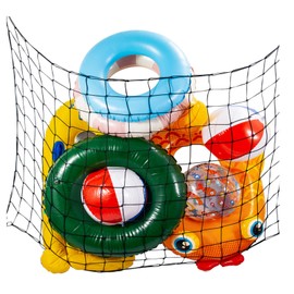 Extra Large Pool Float Toy Storage Net -71×47in Hanging Elastic Mesh, Pool Storage with 20 Hooks, Reinforced Mesh Net Poolside Fence Toys Net Holder for Inflatable Floats, Rafts, Balls, Pool Toys