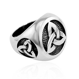 Autiga Masonic Men's Stainless Steel Celtic Knot Masonic Signet Ring, Stainless Steel