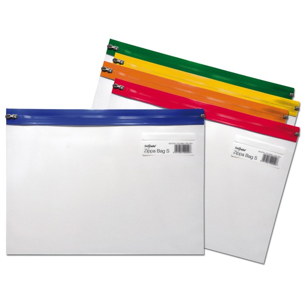 Snopake A4 Plus 405x260mm Zippa Bag 'S' with Zip Strips - Transparent/Assorted (Pack of 5)