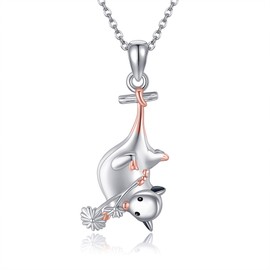 VENACOLY Possum Necklace 925 Sterling Silver Possum Pendant Animal Mother's Day Jewellery for Women Ladies Mother, Sterling Silver, No Gemstone