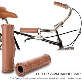 Children's Bicycle Handles, 1 Pair Bicycle Handlebar Grips Mountain Bicycle Handlebar Grips Non-Slip PU Leather Grips Mountain Bike Bicycle Handlebar Grips Universal ()