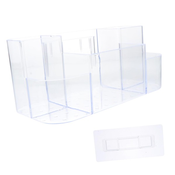 PACKOVE Wall Mounted Transparent Cosmetic Container for Bathroom Multi Compartment
