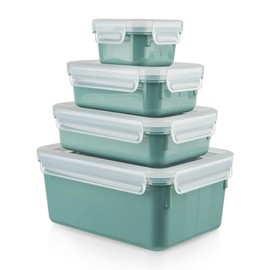 Tefal Masterseal Colour Edition Set of 4, Water Green, Rectangular, 100% Airtight, 100% Safe, Dishwasher Safe, Trend Colour N1031010