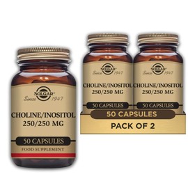 SOLGAR Solgar Choline 250 mg/Inositol 250 mg Vegetable Capsules - Pack of 100 - Supports Metabolising Nutrients - Improves Transport of Fat for a Clear Liver - Vegan and Gluten Free