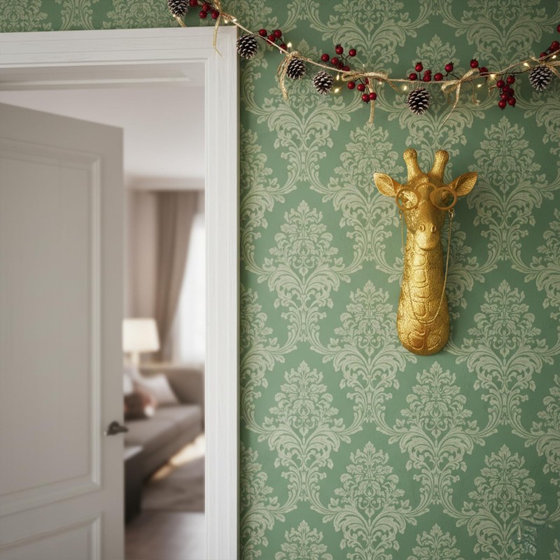 WOPARTY Decorative Gold Giraffe Head Wall Mount with Glasses, Resin