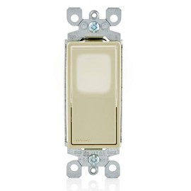Leviton L5614-2I 15 Amp, 120/277 Volt, Decora LED Illuminated Rocker 4-Way AC Quiet Switch, Residential Grade, Grounding, Ivory