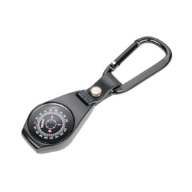 TROIKA TROIKA Original Nord East Compass Keyring - Includes Carabiner Hook and Leather Loop - Cast Leather - Black