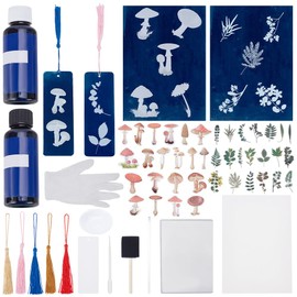 WEBEEDY 30 Sheets Cyanotype Printing Paper & 10 Pcs Bookmarks for Cyanotype,Mushroom Fern Nature Printing High Sensitive Sun Paper for Adults Solar Activated Art Drawing DIY Crafts Project