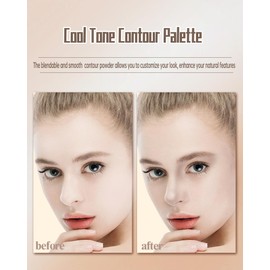 Cool Toned Contour Palette, Matte Face Contour Shading Bronzer Pressed Powder Palette for Natural Sculpting,Smooth & Easy to Blend & Long Lasting Multiuse Contouring Light Skin Tone Makeup with Brush