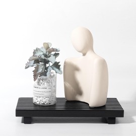 zoocatia Bathroom Tray Pedestal Stand Farmhouse Kitchen Decor Wood Riser Display Soap Holder for Sink, Counter, Vanity, Black 11" * 5.5"