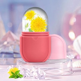 Rodillo de hielo para cara y ojos, rodillo facial de hielo mejorado, rodillo de hielo de belleza facial, herramientas para el cuidado de la piel, cubo facial de hielo, masaje facial Gua Sha, molde de hielo de silicona para belleza facial (rosa)