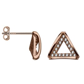 SOFIA MILANI - Women's Earrings 925 Silver with Zirconia Stone - Triangle Stud Earrings, Rose Gold, Cubic Zirconia