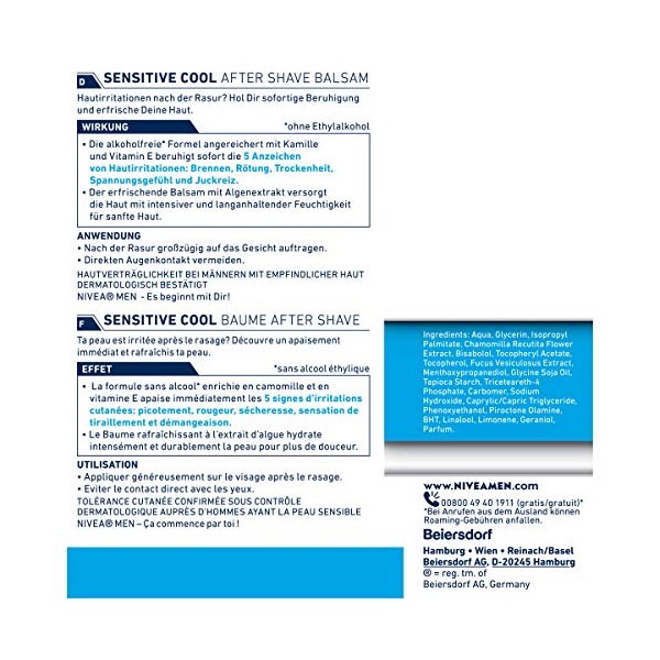 NIVEA MEN Sensitive Cool After Shave Balsam (100 ml), beruhigendes