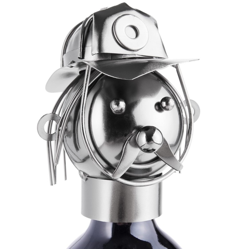 BRUBAKER Flaschenhalter Feuerwehrmann Metall Skulptur mit Geschenkkarte