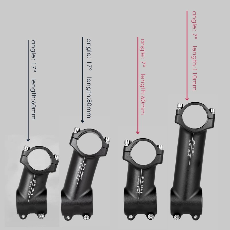 GORIX Bicycle Stem, Smart, Lightweight, Matte Black, 1.2 inches (31.8