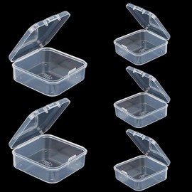 Aoktorkit 5PCS Square Transparent Plastic Organizer;9.4 * 9.4 * 3cm Rectangular Empty Mini Clear Plastic Storage Containers Box Case with Lids s for Small Item