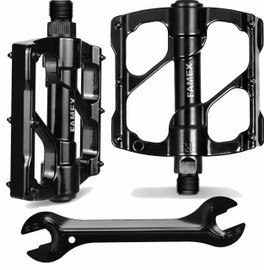 FAMEX RIDE Premium Bike Pedals, 3 Sealed Bearings Bicycle Pedals, 9/16inch Threads of Bike Flat Pedal, Aluminum Alloy Bicycle Cycling Pedals + The Wrench