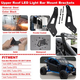 Compatible with 50 '' LED Light Bar Upper Roof Windshield Mounting Brackets Fit Can-am Maverick X3 2017 2018 2019 2020