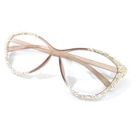 Melrose Rhinestone Reading Glasses for Women Shiny Diamond Blue Light Blocking Ladies Readers Y05 (BROWN, 2.75, x)