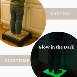 Sturdy Mobility Step Stool for Seniors & Adults – Non-Slip, Luminous Glow in The Dark Top for Safety – Portable Indoor/Outdoor Riser for Car, Bed, Shower, Stairs & More (Black)