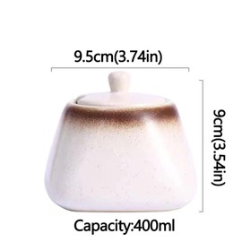 Ceramic Japanese Sugar Bowl, Vintage Seasoning Pot, Porcelain Sugar Salt Containers, Spice Bowl with Lid, Salt Storage Jar with Lid Spoon, Spoon for Sugar Pepper Spices
