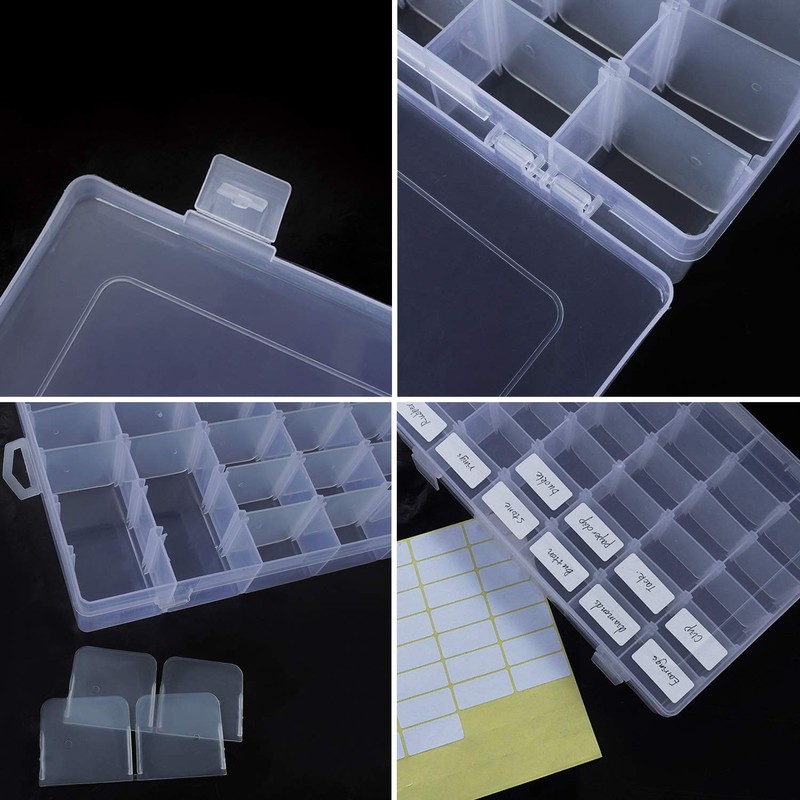 2 Pack 36 Compartment Organizer Box, Plastic Organizer Box with