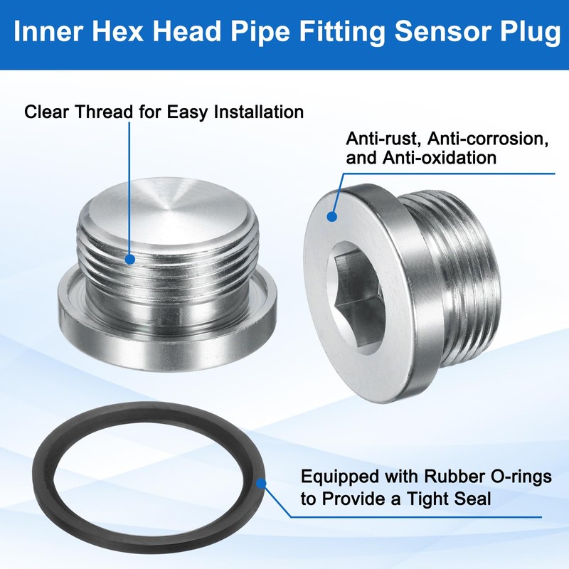 sourcing map 2Pcs M33x2 Inner Hex Head Pipe Fitting Plug,