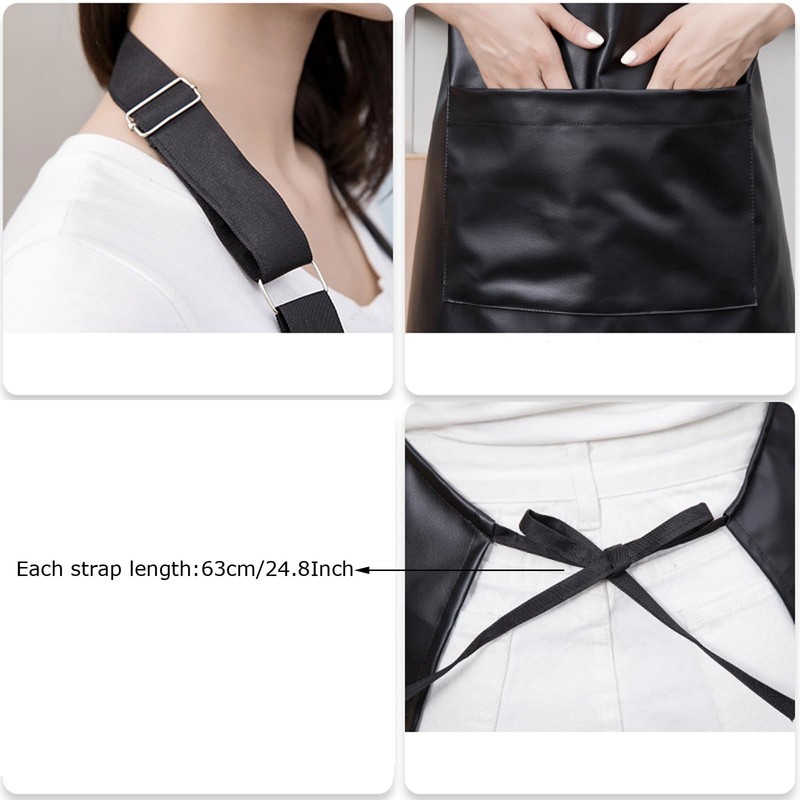 eywlwaar PU Waterproof Apron with One Big Pocket Adjustable Oil