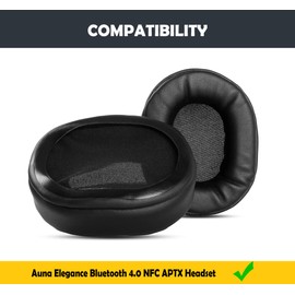 HTINDUSTRY Replacement Ear Pads Compatible with Auna Elegance Bluetooth 4.0 NFC APTX Headphones Premium Earpads Made of Softer Protein Leather/Memory Foam