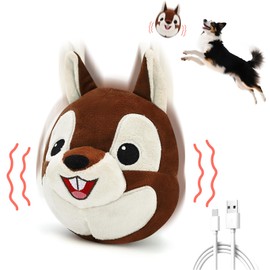VYsTN Interactive Dog Toys - Auto Bounce, Move & Vibrate with Sound, Talking Squirrel Puppy Toy for Small Medium Large Dogs, Rechargeable Durable Toy for Anxiety Relief, Boredom & Indoor Play