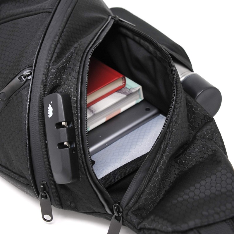 Cali Crusher Sling - 100% Smell Proof/Convertible Shoulder Pack (Black/Blue)