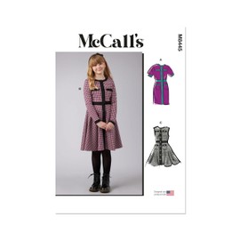 McCall's Easy Girls' Knit Dresses Sewing Pattern Kit, Design Code M8445, Sizes 7-8-10-12-14, Multicolor