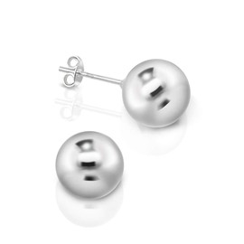 DTPsilver® Earrings 925 Sterling Silver Small Medium Large Ball Stud Earrings Various Sizes 2, 3, 4, 5, 6, 8, 10, 12 mm, Sterling Silver, Easy to use