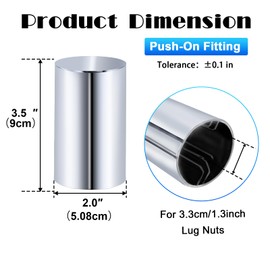 Lug Nut Cover ABS Chrome Plastic Cylinder Nut Cover, Push-On fit Hub Piloted Wheels, 33mm x 3-1/2", Complete Axle Cover Kits, Lug Nut Covers for Semi Trucks Trailers (60 PCS), Silver