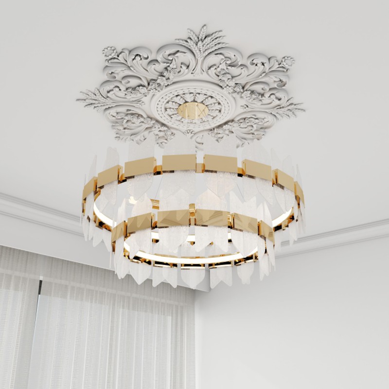 Nuanchu Large PU Ceiling Medallion Combination Decorative 2.36'' ID French