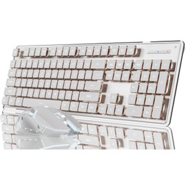 SEUNKWANG V3 Wireless Keyboard and Mouse with Single Backlit, Metal Panel, Bluetooth/2.4G Rechargeable Computer Keyboard and Mouse Combo Silent Light up Full Size Cute Keyboards-White