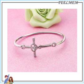FEELMEM Christian Bracelet Faith Bracelet Proverbs 3:5-6 Trust in the With All Your Heart Bible Verse Cross Bangle Bracelet Religious Gift Christening Gift (proverbs3:5-6)