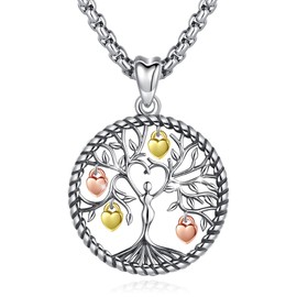 Eusense Tree of Life Pendant Necklace 925 Sterling Silver Gifts for Father's Day Jewellery for Mother Women Girls, Sterling Silver, No information
