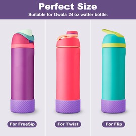 Silicone Water Bottle Boot for Owala 24 oz, 2PCS Anti-Slip Protective Sleeve for FreeSip/Twist/Flip, Watter Bottle Accessories, Bottom Bumper Cover, Dishwasher safe, BPA Free
