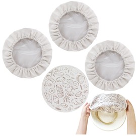 4 Pack 10″ Bowl Covers for Bread Proofing with Plastic Liner, Reusable Cloth Bread Bowl Cover for Sourdough Rising