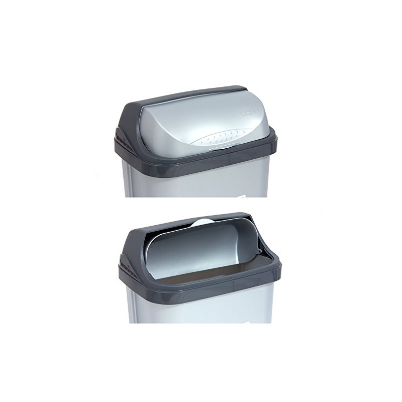 Medium 25L silver Roll-Top rubbish bin, available in 3 sizes