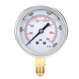 1/4BSP Y60 Radial Pressure Gauge, Oil Filled Vacaum Pressure Gauge, 2.7" Dial Size, 0-700 Bar, 0-10000 PSI