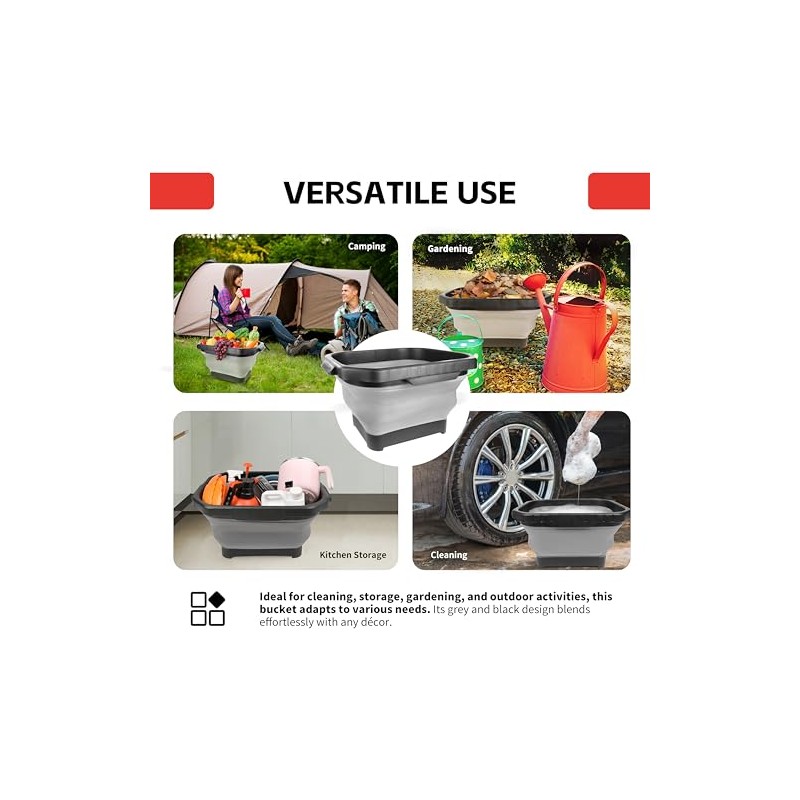 MaxWorks Collapsible Bucket 51049 20 L Silicon Square for Cleaning