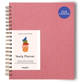 Anecdote Daily Planner 2025 (8.5" x 10") Spiral Yearly Planner - 2025 Planner Weekly and Monthly - Features a Library Buckram Cover, Brass and A4 Size Bleed-Resistant Paper - Organize All 52 Weeks. Start Anytime – Blossom
