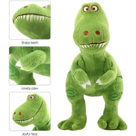Faneli Plush Dinosaur Shape Stuffed Animal Birthday Gifts, Bed Time Plush Toy Cute Soft Plush T-Rex Tyrannosaurus Dinosaur Figure Green