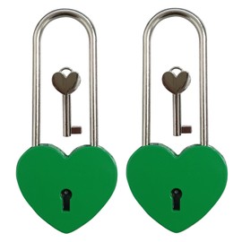 BoutCr Love Lock Heart Padlock with Key Wish Lock for Valentines, Anniversary, Valentines Dating, Lovers Wedding, Lovelock Bridge,Travel,Wishing Trees 3.9" 99.1mm(Green, 2PCS)