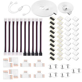 HUAZIZ LED Strip Connector Kit, LED Strip Connector, LED Strip Extension Includes Solderless LED Strip Connector, for 10 mm 4-Pin RGB 5050 LED Strip (Pack of 81)