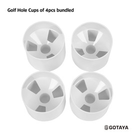 4pcs Golf Hole Cups for Practice Putting Chipping Green Backyard Yard | 4” Depth Fit USGA LPGA PGA Regulations | White Plastic ABS Outdoor Indoor Cup